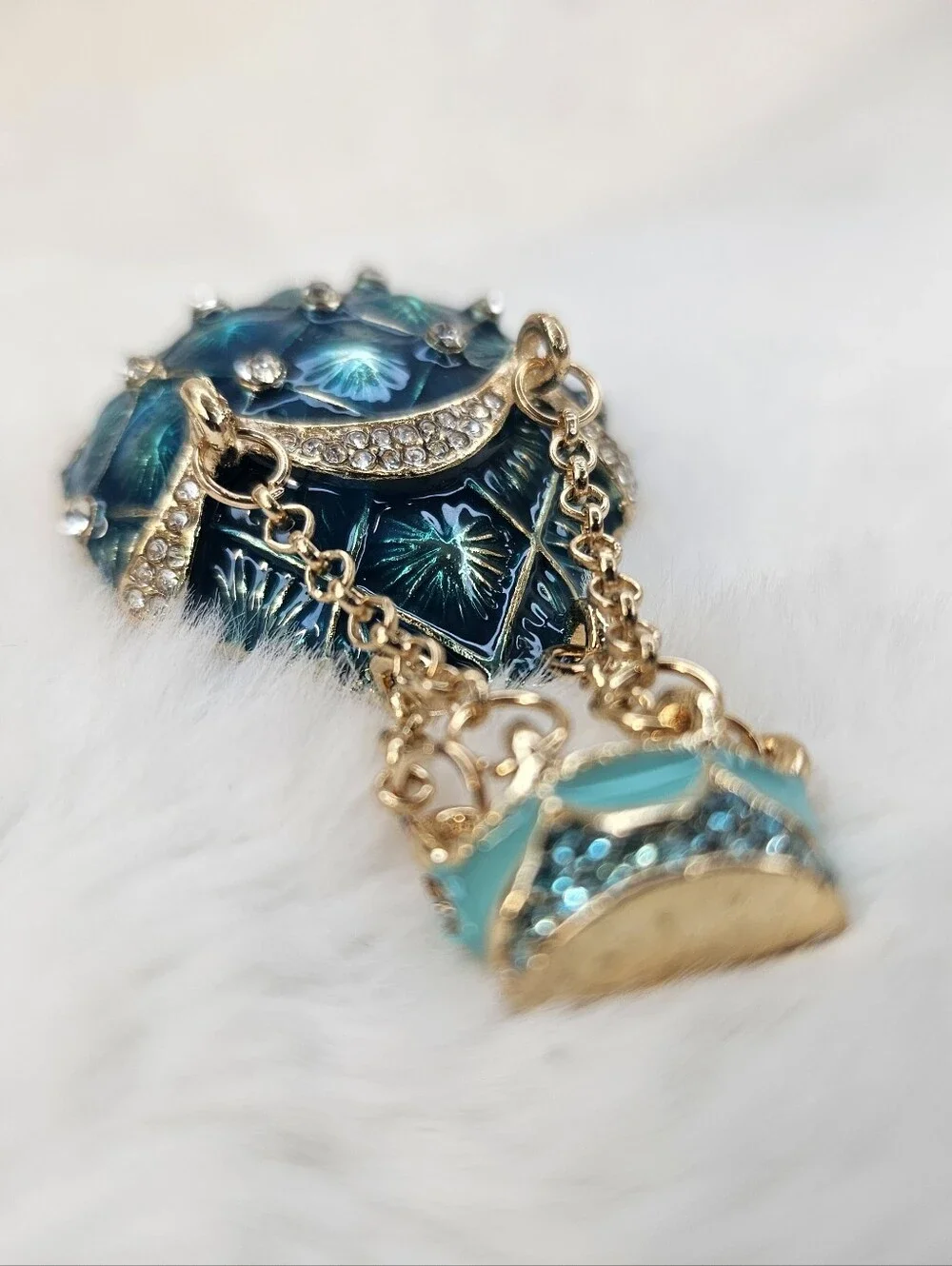 Gold & Teal Hot Air Balloon Brooch